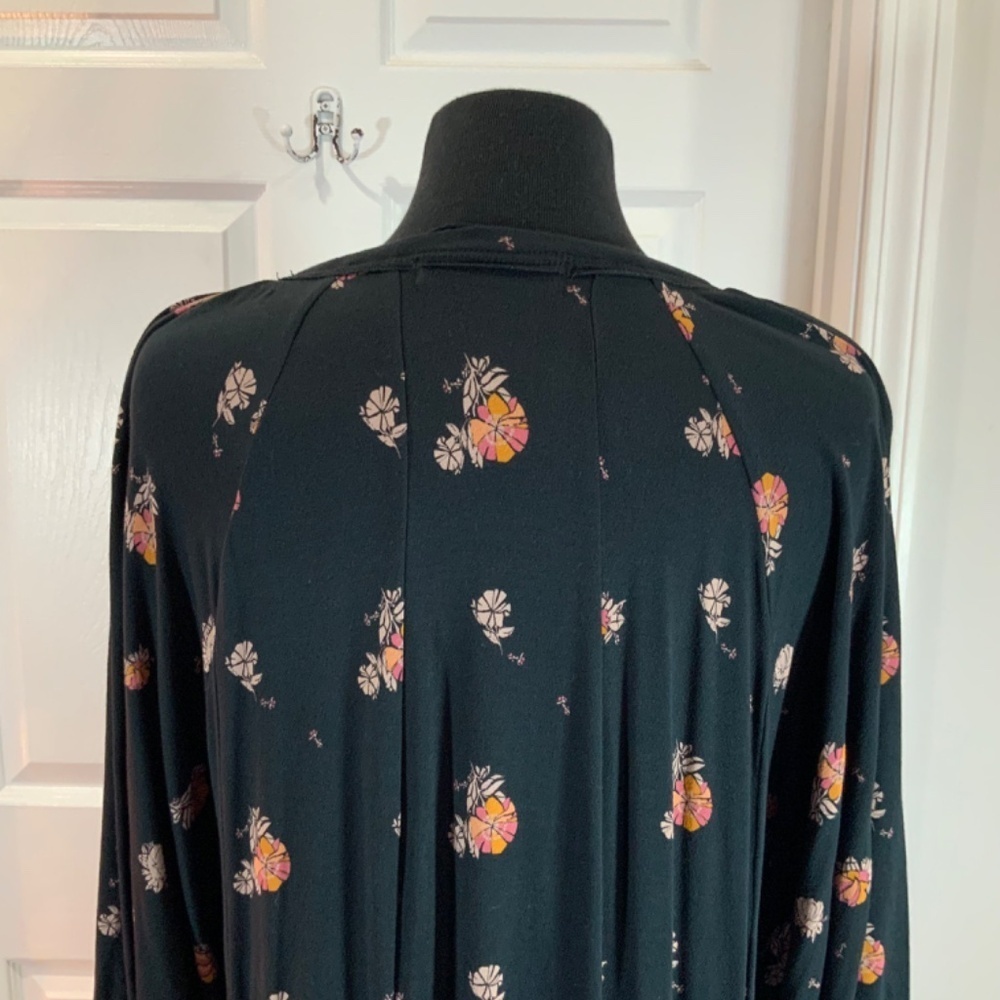 Free People Winter Sun Printed Floral Boho Black Tunic Dress Size Small - Picture 9 of 11